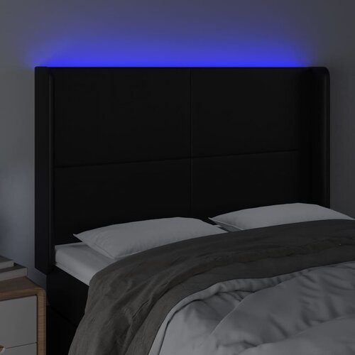  LED uzglavlje crno 147x16x118/128 cm od umjetna koža Slike