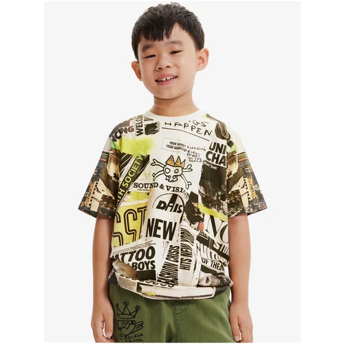 Desigual Cream Negro Printed Boys T-Shirt - Boys