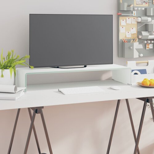 VidaXL stojalo za TV / ekran stekleno belo 80x30x13 cm Slike