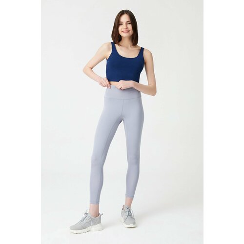 LOS OJOS Gray High Waist Consolidator Sports Leggings with Stitching Detail Cene
