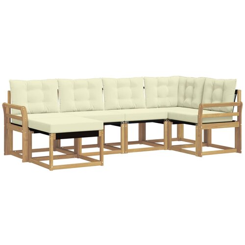 vidaXL Zunanja garnitura za sedenje z blazino 6 pcs Bela in krem, (5000280382) Cene