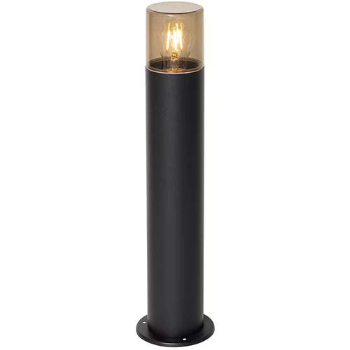 QAZQA Stoječa zunanja svetilka črna z dimnim senčnikom 50 cm - Odense