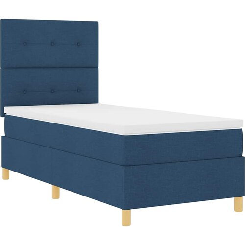  LED Box Spring Krevet s uzglavljem Plava 90 x 190 cm tkanina Slike