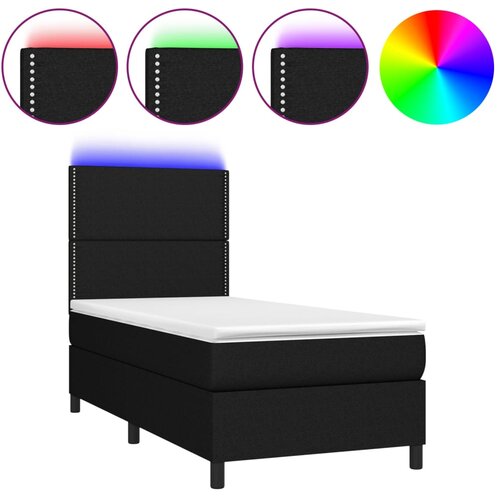 Maison Chic Box spring postelja - Vzmetna postelja z vzmetnico LED črna 80x200 cm blago SL15378, (21902588) Slike