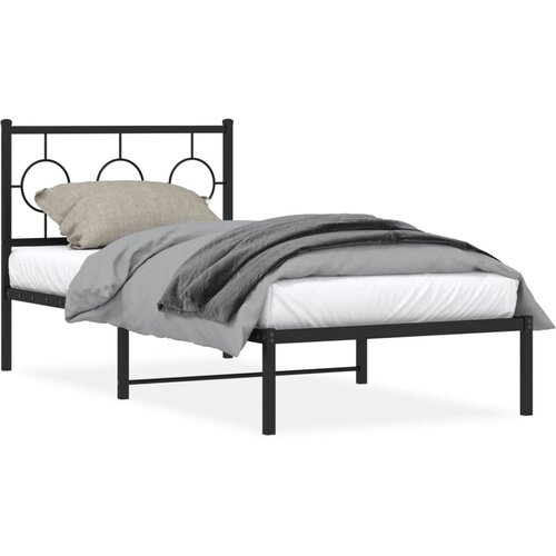 Maison Chic Kovinski Posteljni okvir - Enojna postelja - Postelja za odrasle z vzglavjem črn 90x190 cm, (21694514) Cene