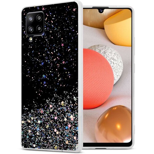Cadorabo Ohišje, združljivo z Samsung Galaxy A42 5G / M42 5G in črna z bleščicami - Zaščitni ovitek iz prožnega silikona TPU s svetlečimi bleščicami, (20860152) Cene