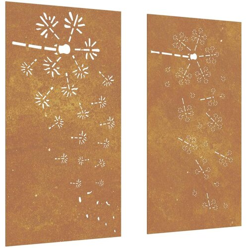 vidaXL Vrtne stenske dekoracije 2 kosa 105x55 cm corten jeklo rože Cene