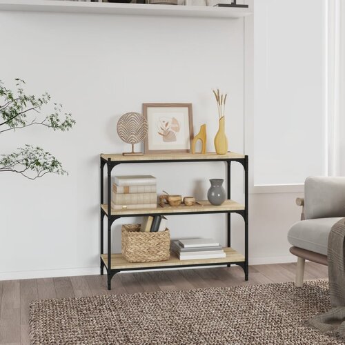 VidaXL Knjižna omara sonoma hrast 80x33x70,5 cm inž. les in jeklo Slike