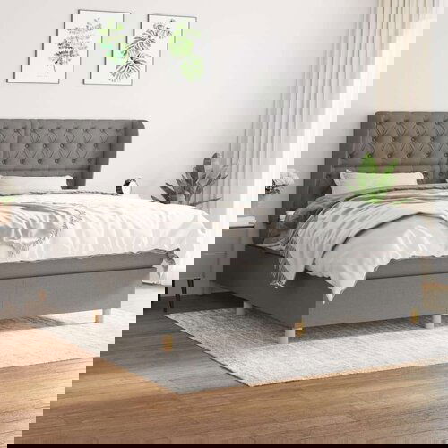  Kreveta s oprugama i madrac svjetlosivi 160x200cm tkanina Slike