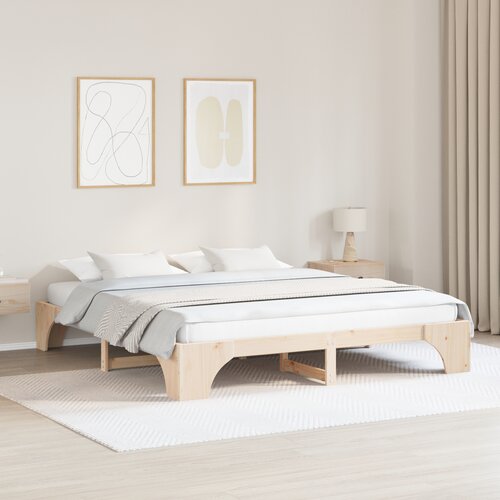 VidaXL okvir za posteljo Naraven Trden borov les 180 x 200 cm Preprost Slike