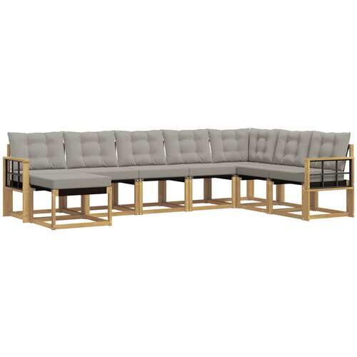  Set vanjskih sofa 8 kom. Bijela i svjetlosiva Smeđa 306 x 187,5 x 73 cm Slike