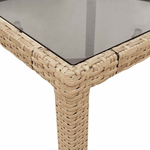  5-dijelni vrtni blagovaonski set s jastucima poliratan i staklo Bež 90 x 90 x 75 cm Slike