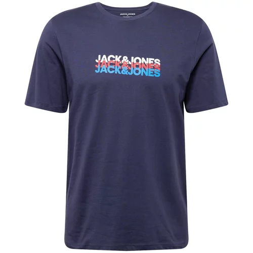 Jack & Jones Majica 'JJCYBER' mornarska / svetlo modra / rdeča / bela