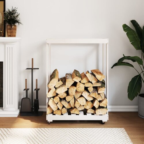 vidaXL Držač za cjepanice s kotačima bijeli 76 5x40x108 cm od borovine Cijene