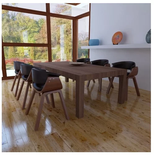  Jedilni stoli 6 kosov ukrivljen les in umetno usnje