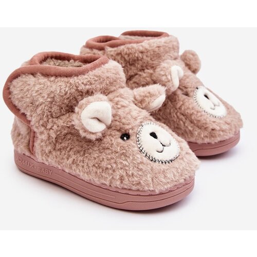 Kesi Children&amp;#039;s insulated slippers with teddy bear, pink Eberra Slike