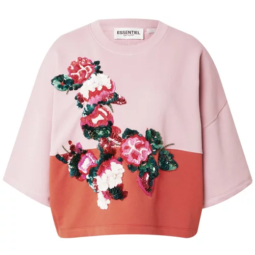 Essentiel Antwerp Sweater majica 'Festi' kraljevski zelena / tamno narančasta / roza / bijela