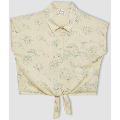 Defacto Girl Patterned Short Sleeve Crop Shirt Cene