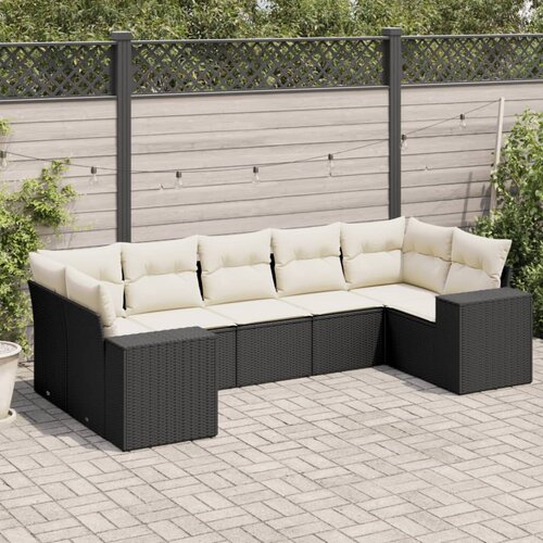  7-dijelni set vrtnih sofa od poliratana s jastucima crni Cijene