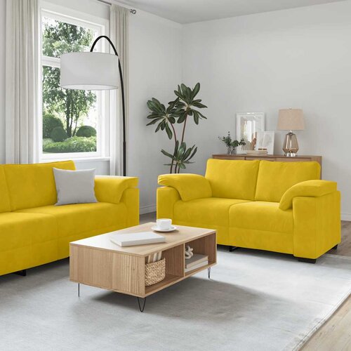  Dvodijelni set sofa s jastucima, žuti bar&scaron;un Cijene