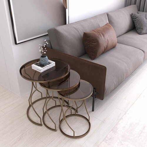 Hanah home R&amp;uuml;ya set stolića (umetnuti), antik/bronzana (3 kom) Slike