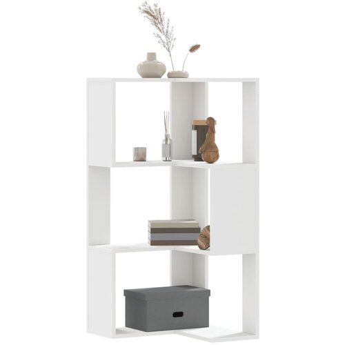 VidaXL Kotna knjižna omara 3-nadstropna bela 50x50x102 cm Slike