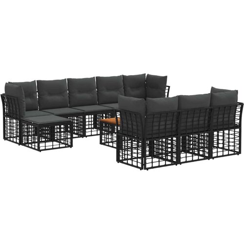  Set vanjskih sofa 11 pcs Crna i tamno siva Poliester - Crna i tamno siva sa stolom Cijene
