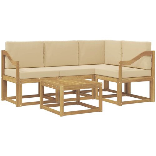 vidaXL Zunanja garnitura za sedenje z blazino 5 pcs Bela in bež, (5000282422) Cene