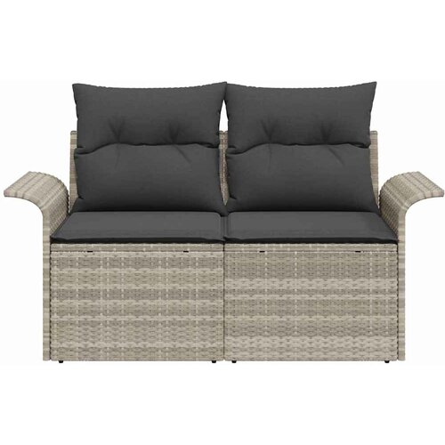  Vrtni kauč s jastukom Svijetlo siva 141 x 62 x 69cm poliratan Slike