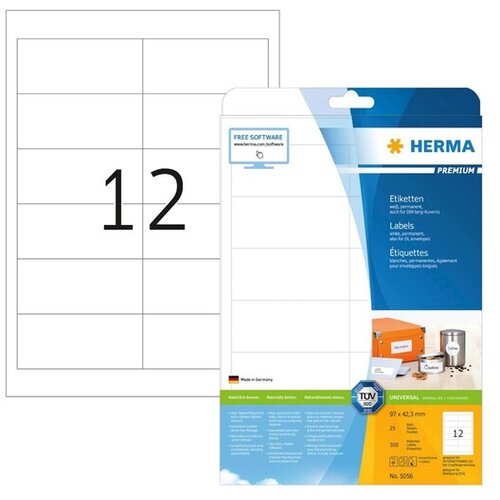 Herma Etikete 96x42,3 A4/12 1/25 bela ( 02H5056 ) Cene
