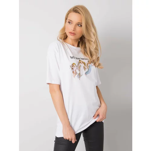 Fashion Hunters White t-shirt with Jasmine RUE PARIS print