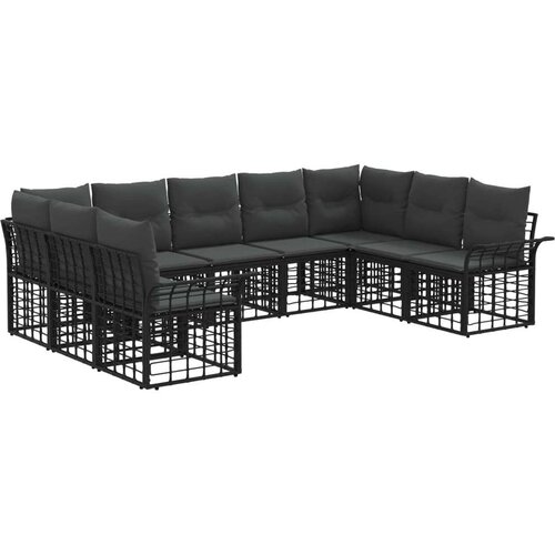  Set vanjskih sofa s jastukom 9 pcs Crna i tamno siva Poliester Cene