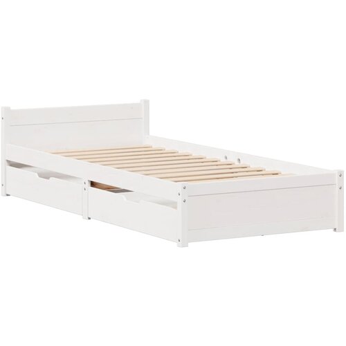 vidaXL Posteljni okvir s predali bel 90x190 cm trdna borovina, (21304141) Cene