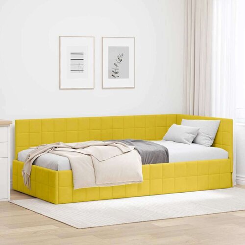 vidaXL Kutni okvir kreveta s uzglavljem Žuta 90 x 190 cm Baršun Cene