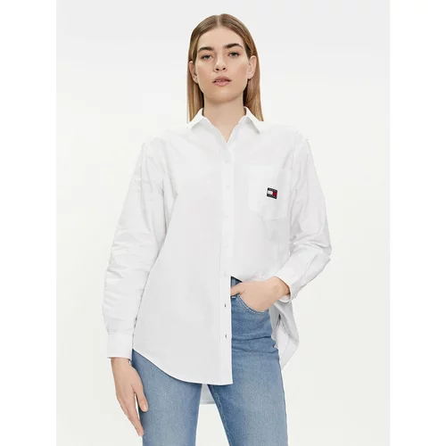 Tommy Jeans Srajca Badge DW0DW17807 Bela Relaxed Fit