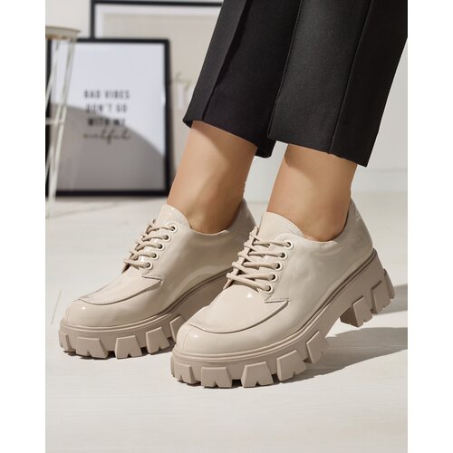 Resti Women's light beige lacquered lace-up shoes Ginara - Footwear Cene