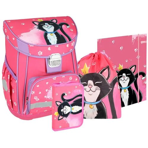 Spirit cat queen crna &amp;scaron;kolska torba s mačkom, ruksak set od 5 komada 38x17x28cm Slike