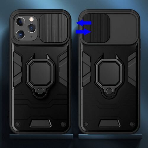 Nillkin Silikonski ovitek Armor Ring z za&amp;scaron;čito kamere za iPhone 13 Pro - črn Slike