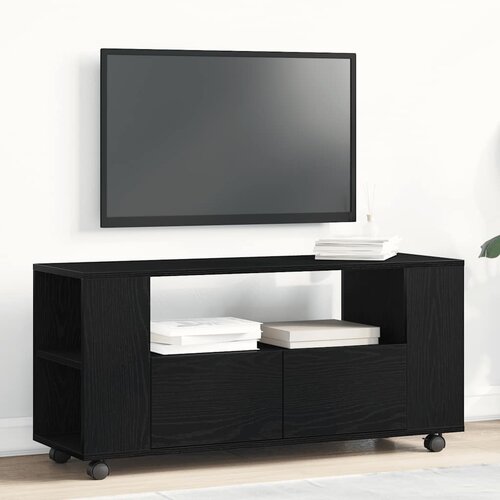 TV ormarić s kotačićima crni hrast 102x34,5x43 cm Cene