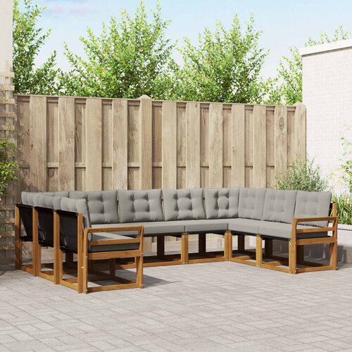  Set vanjskih sofa 9 kom. Prirodna i svijetlo siva Smeđa 304 x 190 x 73 cm Slike