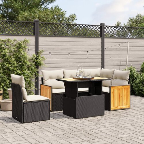 vidaXL 6-dijelni set vrtnih sofa s jastucima crni od poliratana Cijene