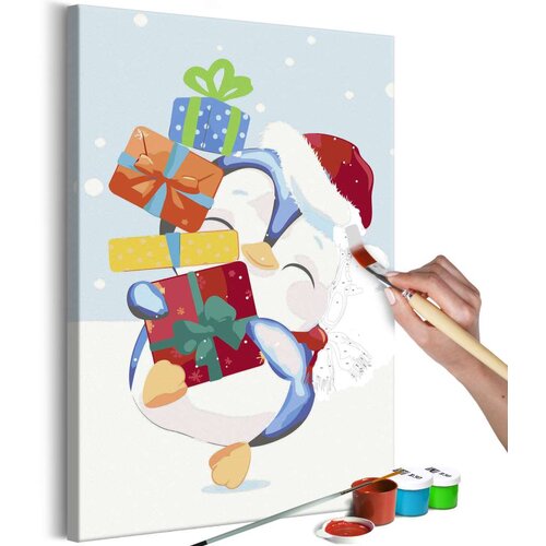  Slika za samostalno slikanje - Penguin With a Gift 40x60 Cene