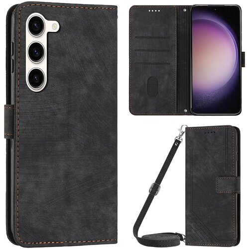 INORCO Za Samsung Galaxy S23+ torbica denarnica PU usnjena preklopna preklopna lupina z vtisnjenimi linijami stojalo ovitek za telefon, (22037046) Slike