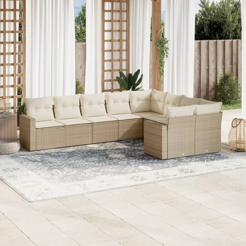 VidaXL 9-dijelni set vrtnih sofa s jastucima bež od poliratana Slike