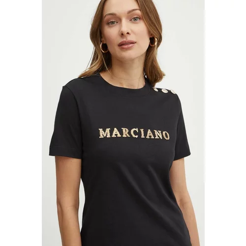 Marciano Guess Bombažna kratka majica VIVIANA ženska, črna barva, 4GGP18 6255A