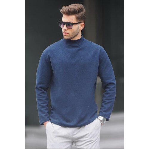 Madmext Men's Indigo Turtleneck Oversize Sweater 6114 Slike
