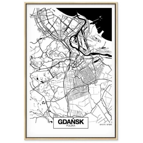  Slika - City Plan: Gdansk (1 Part) Vertical 40x60 U prirodnom drvenom okviru Slike