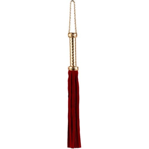 DEVIL STICKS Flogger with Metallic Leather Handle &amp;amp; Suede Leather Tails 46cm Red Slike