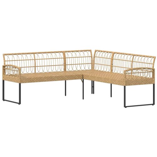  Set vrtnog kauča s jastukom 2 pcs Prirodna Poli Rattan i čelik - Prirodna Slike