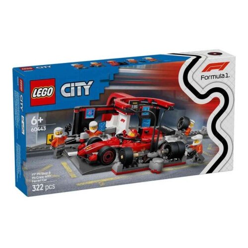 Lego city f1 pit stop and pit crew with ferrari car ( LE60443 ) Cene